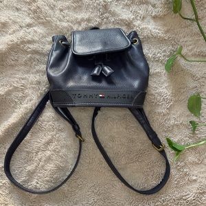 Navy Tommy Hilfiger leather mini backpack